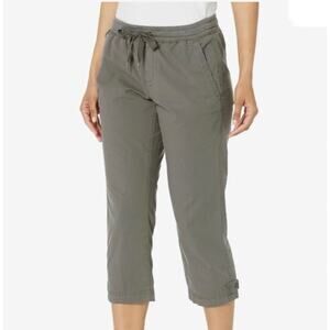 LL Bean Womans M Ripstop Pull-On Capri Hiking Pants $79 Cropped Cotton Gray